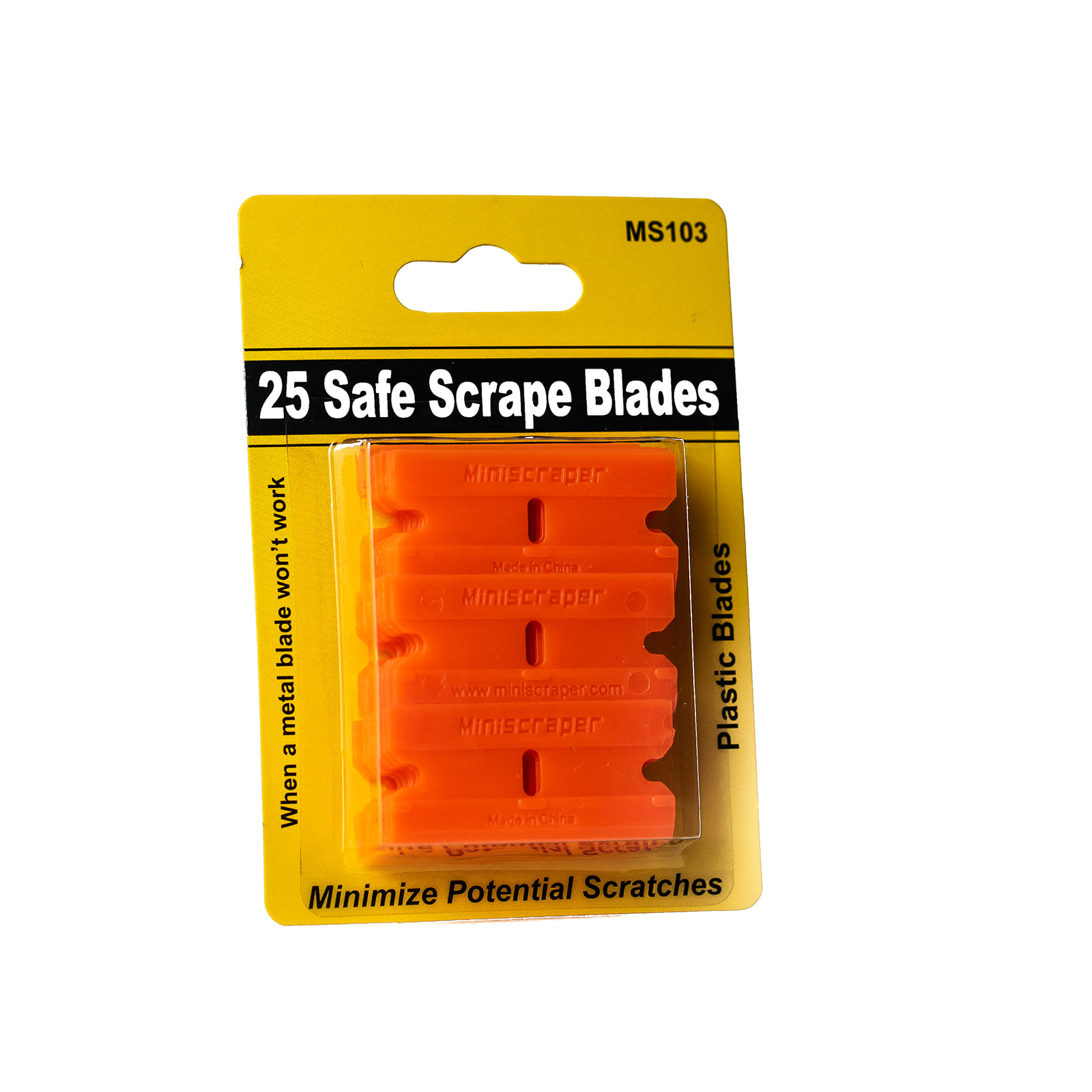 25 Pack Double Edge Orange ScrapeRite Plastic Razor Blades With Holder 